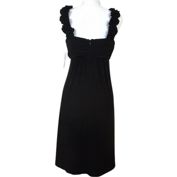 NWT Maggy London Black Plunge Neck Ruffled Sleeveless Mini Cocktail Dress (10) - Picture 5 of 14